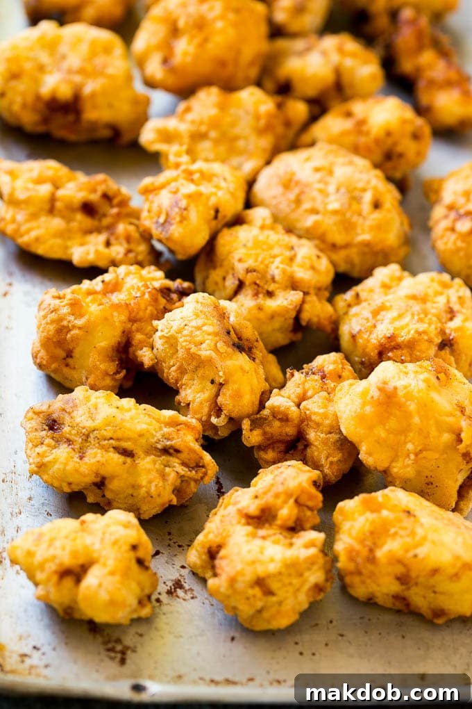 Fried chicken nuggets.