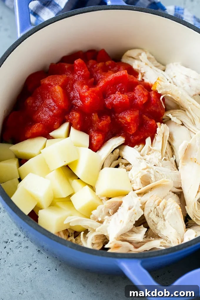 Chicken Vegetable Soup Recipe | Chicken Soup | Healthy Soup | Vegetable Soup #chicken #soup #vegetables #healthy #cleaneating #dinner #dinneratthezoo Chiccken, vegetables, potatoes and tomatoes simmering in a soup pot, creating a rich and flavorful broth.