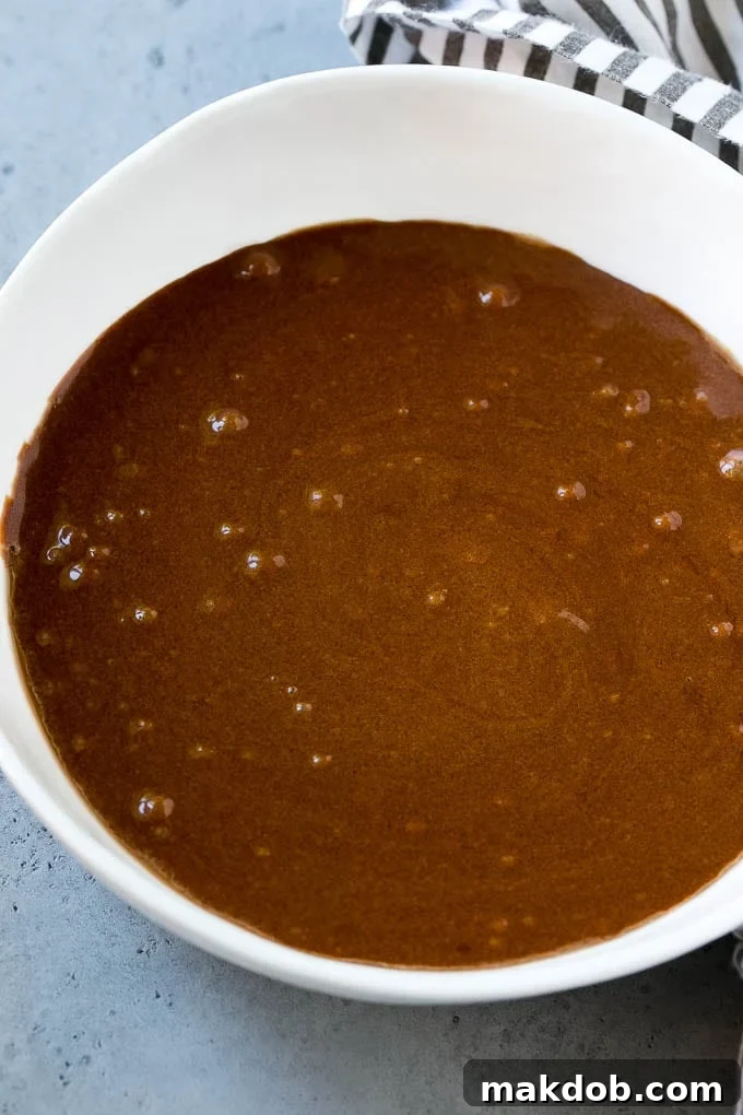 A bowl of brownie batter.