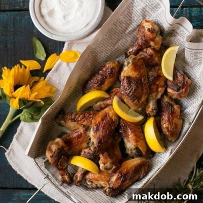 These super crispy lemon chicken wings are baked not fried, the secret is in the special brine.