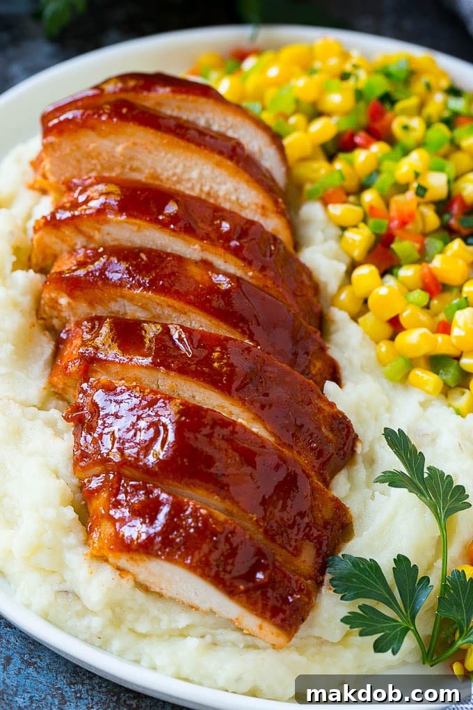 Smoked Chicken Breast Recipe | BBQ Chicken | Smoked Chicken #bbq #chicken #smoker #dinner #glutenfree #dinneratthezoo Sliced smoked chicken breast served over creamy mashed potatoes and vibrant corn.