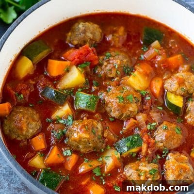 Hearty Mexican Meatball Soup 2 Albondigas soup made with beef meatballs, vegetables and potatoes.