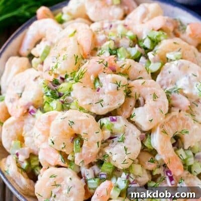 Zesty Shrimp Salad 7 Shrimp salad in a serving bowl, topped with fresh dill.