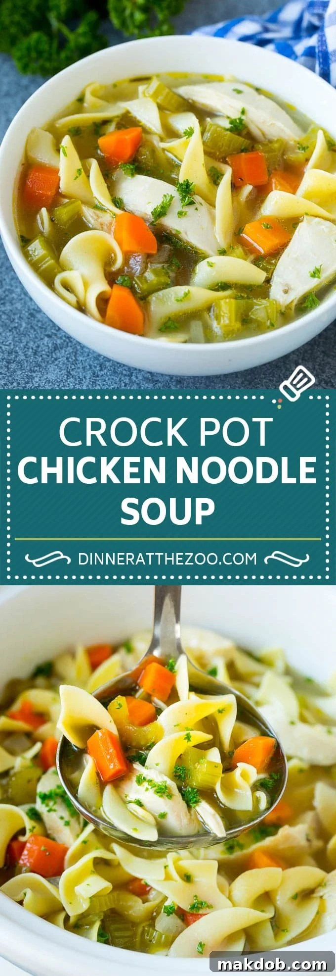 Crock Pot Chicken Noodle Soup Recipe | Slow Cooker Chicken Noodle Soup | Chicken Soup #soup #chicken #noodles #dinner #slowcooker #crockpot #dinneratthezoo
