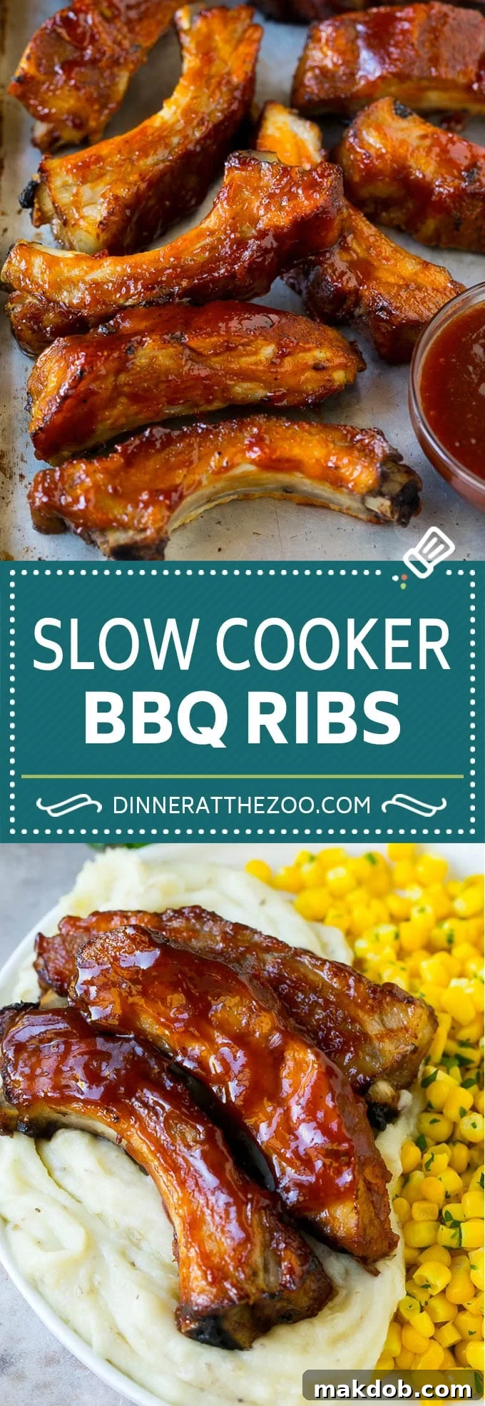 Slow Cooker Ribs | Baby Back Ribs | Crock Pot Ribs | Pork Ribs #ribs #pork #slowcooker #crockpot #bbq #dinner #dinneratthezoo