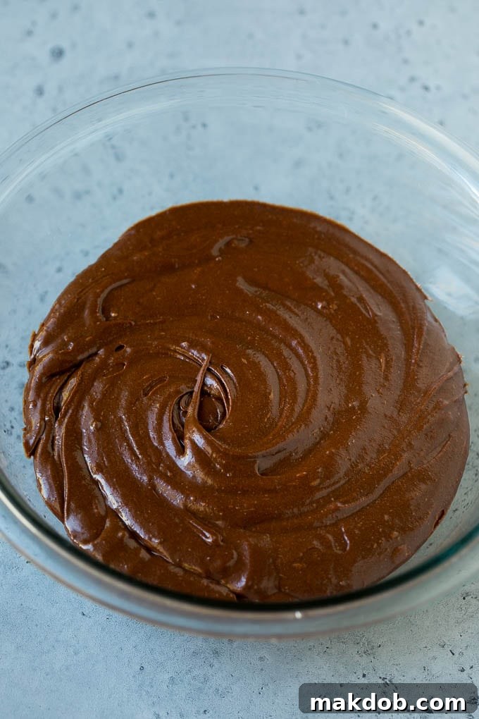 A bowl of cocoa brownie batter.