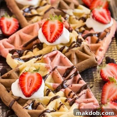 Have your favorite ice cream flavor for breakfast with this recipe for neapolitan waffles. It's one batter flavored three different ways!