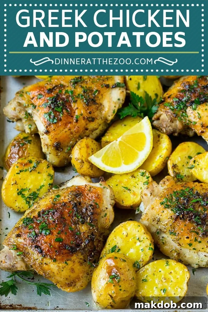 Greek Chicken and Potatoes Recipe | Sheet Pan Dinner | Roasted Chicken Thighs #chicken #chickenthighs #garlic #potatoes #onepotmeal #dinner #dinneratthezoo #cleaneating