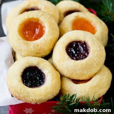 Sweet Indent Cookies 2 Thumbprint cookies in a tin for gift giving.