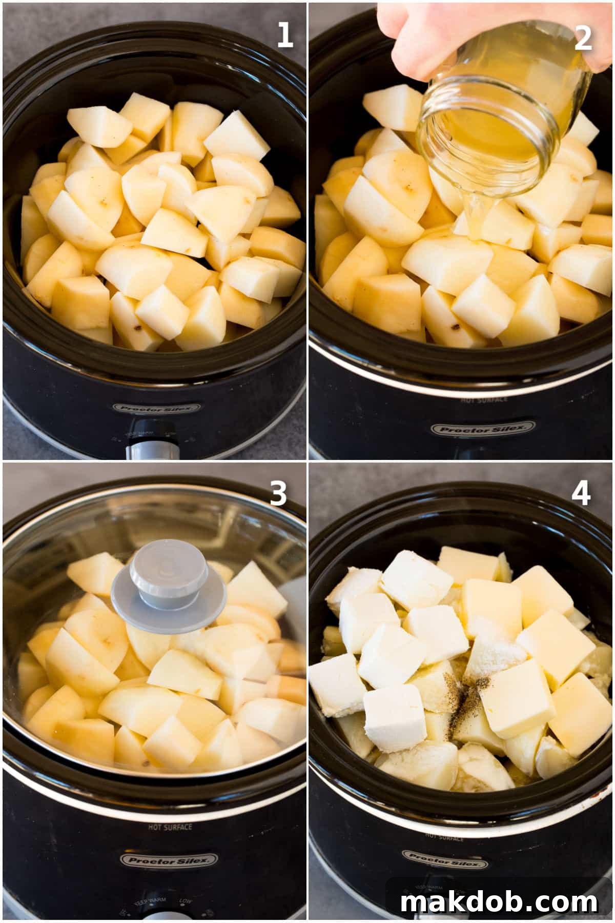 Step by step process shots showing how to make this recipe in the slow cooker.