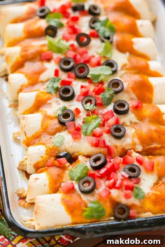 A close-up view of Mexican toppings including diced tomatoes, black olives, and fresh cilantro beautifully arranged on a tray of savory pumpkin enchiladas.