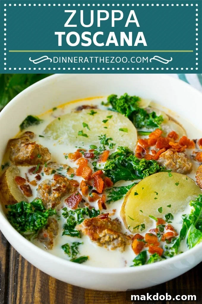 Zuppa Toscana Recipe | Sausage and Potato Soup #soup #sausage #bacon #potato #kale #italianfood #dinner #dinneratthezoo