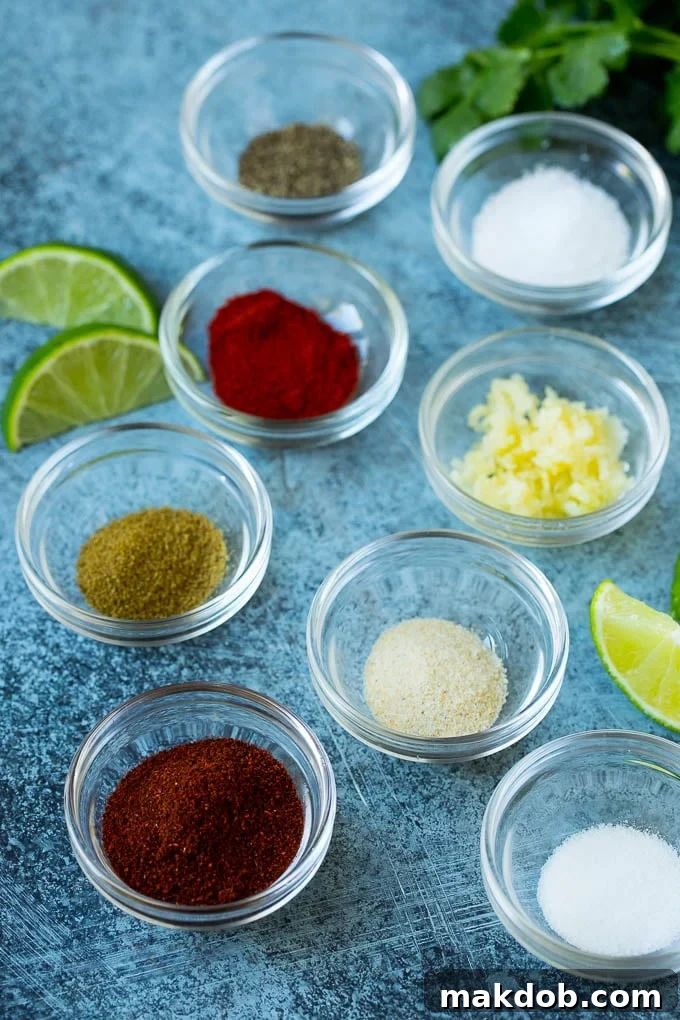 Chicken Fajita Marinade Recipe | Chicken Fajitas #chicken #fajitas #marinade #dinner #dinneratthezoo Assorted spices and herbs in bowls, ready for the chicken fajita marinade.