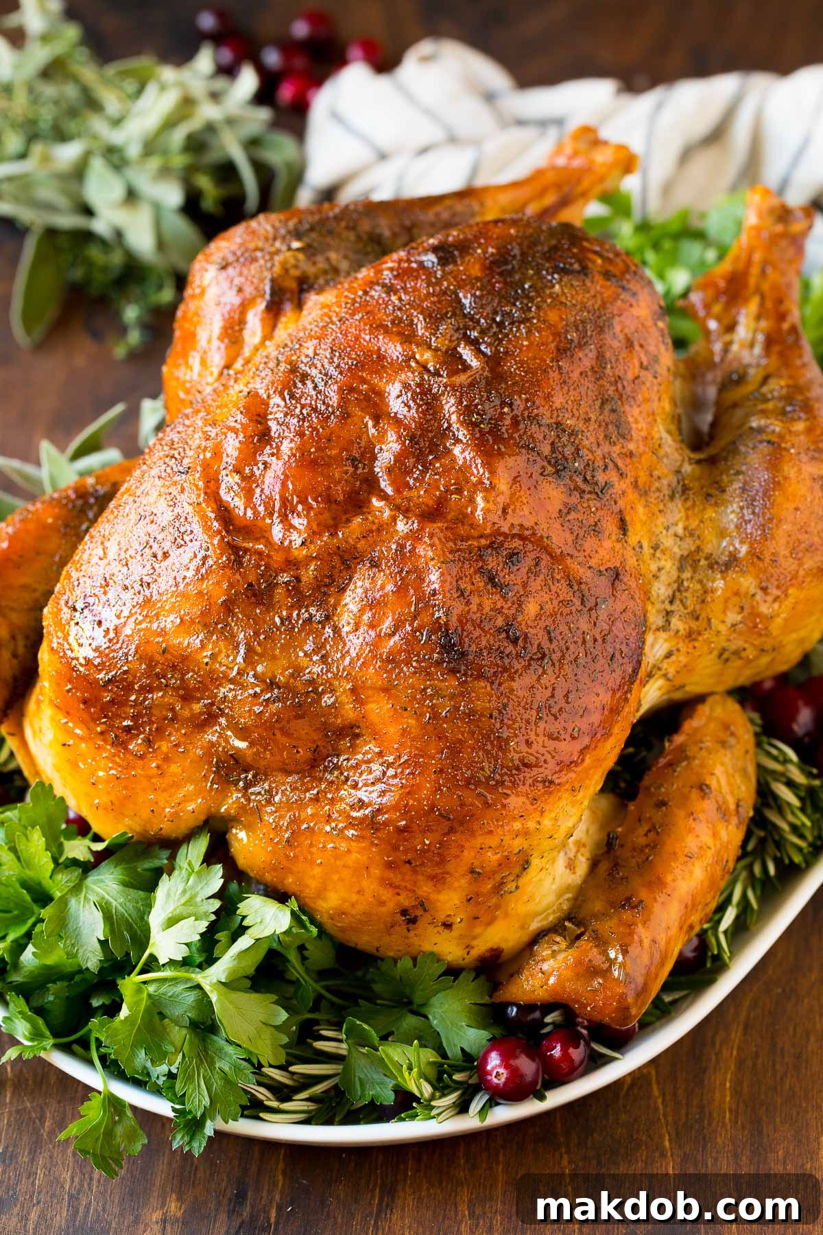 Ultimate Turkey Rub 6 A perfectly cooked, golden-brown turkey, beautifully coated in the homemade turkey rub, resting on a serving platter, ready to be carved and enjoyed.