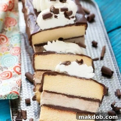 This tiramisu ice cream cake layers no-churn coffee ice cream, cake and chocolate for a decadent treat that's great for entertaining.