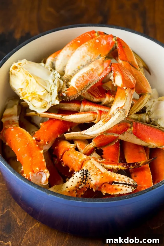 A pot of dungeness, king and snow crab.