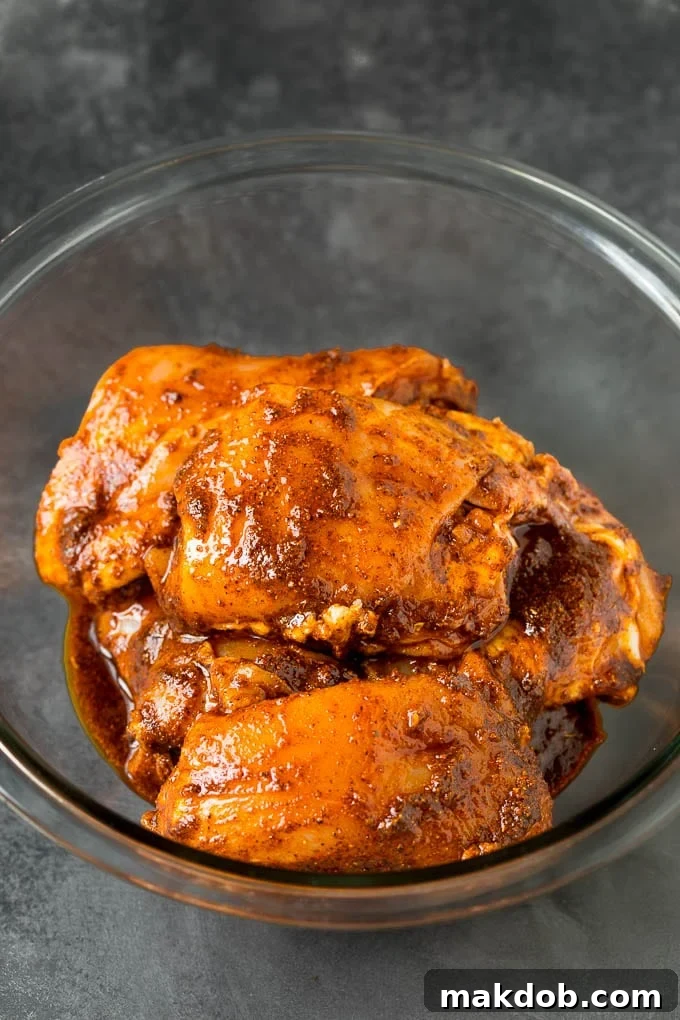 Chicken thighs in a Mexican marinade.