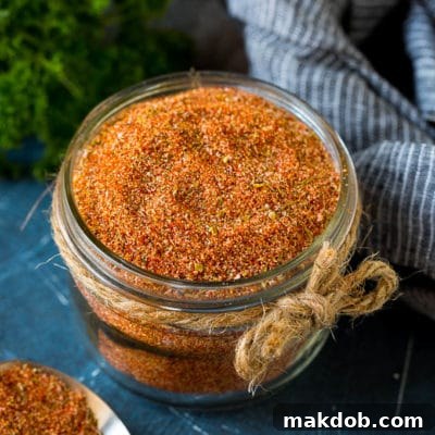 Authentic Homemade Cajun Spice Blend 2 Cajun seasoning in a jar made with a blend of herbs and spices.