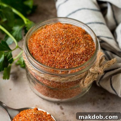 A jar of homemade steak seasoning.