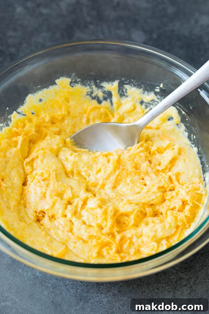 Cornbread batter in a mixing bowl.