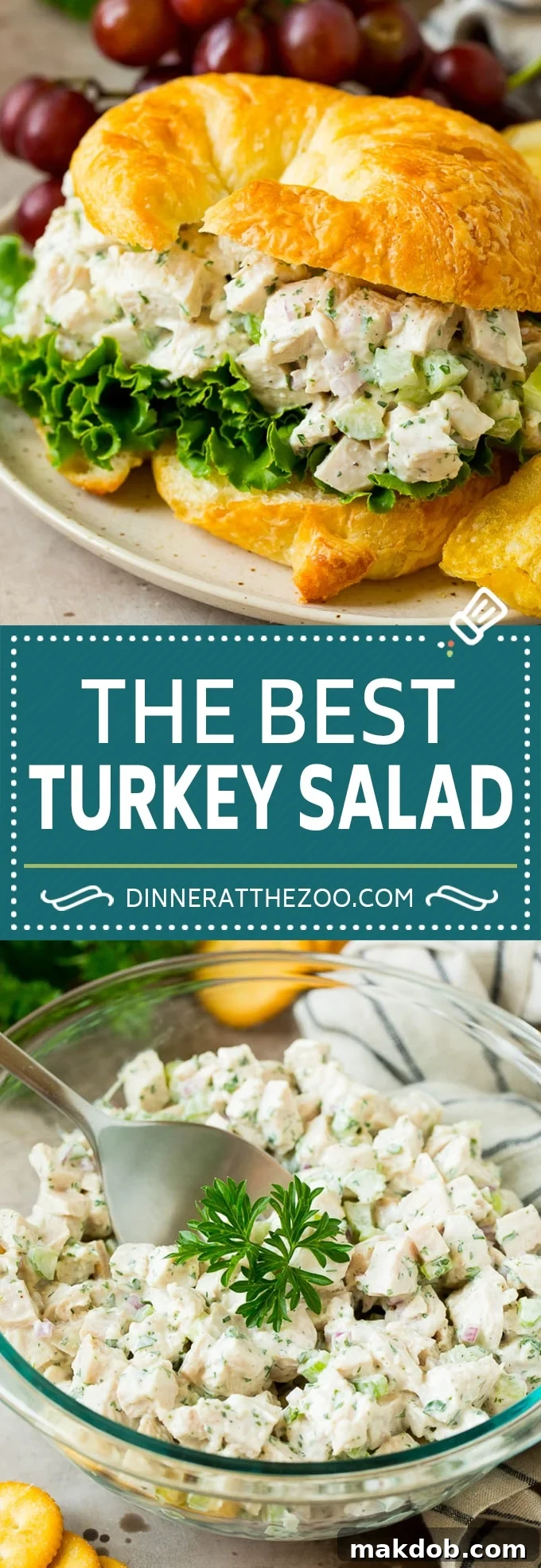 This turkey salad is a blend of diced turkey and colorful veggies, all tossed in a savory creamy dressing.