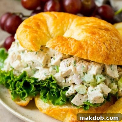 Turkey salad served in a croissant.