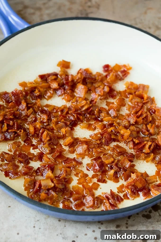Cooked bacon in a pan.