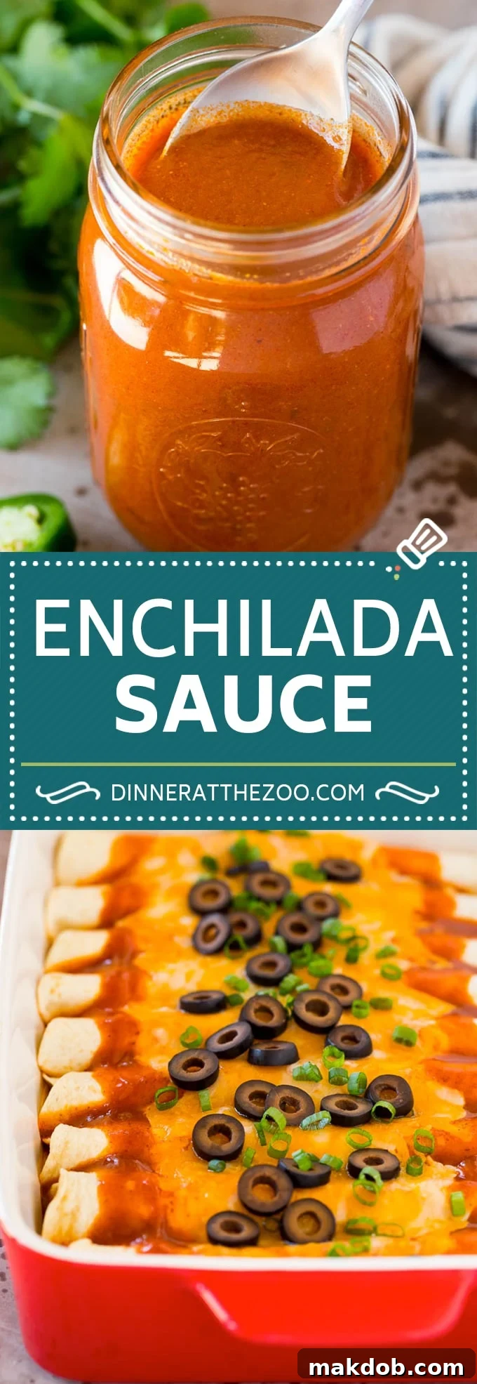 Homemade Red Enchilada Sauce This homemade enchilada sauce is a blend of chili powder, chicken broth, seasonings and tomato, all simmered together to create a rich and hearty sauce.