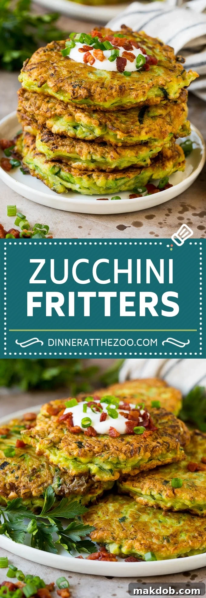 These zucchini fritters are crispy patties filled with shredded squash and flavored with garlic and herbs.
