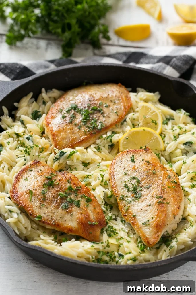 Tuscan Chicken Artichoke Pasta 3 This one pot chicken with creamy spinach artichoke pasta is made with seared chicken breasts, orzo pasta, fresh spinach, artichokes and plenty of cheese. It's a quick and easy weeknight dinner with less dishes to do at the end!