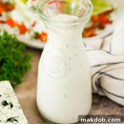 A jar of blue cheese dressing.