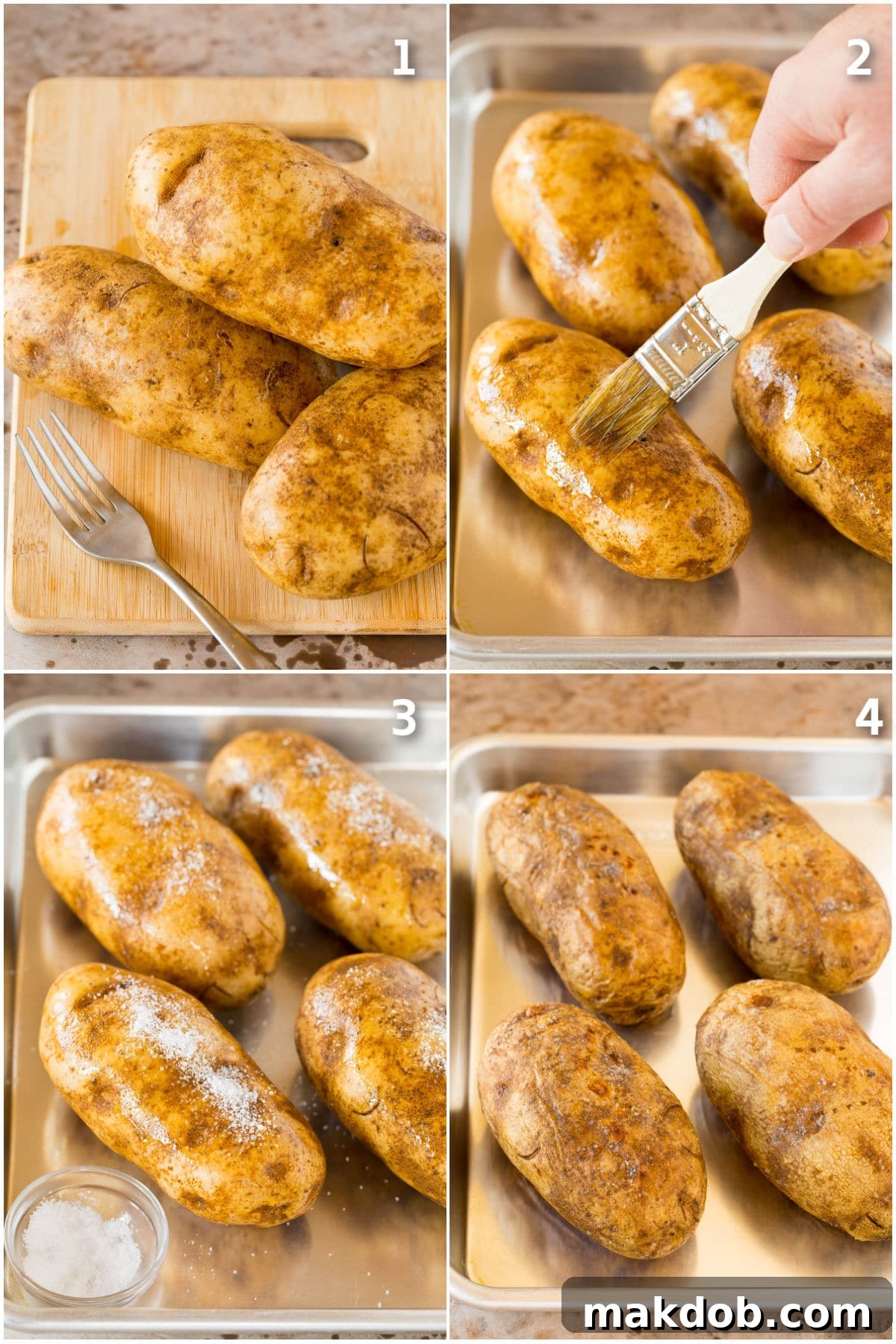 Perfectly Roasted Potatoes 4 Step by step photos on how to make oven baked potatoes.