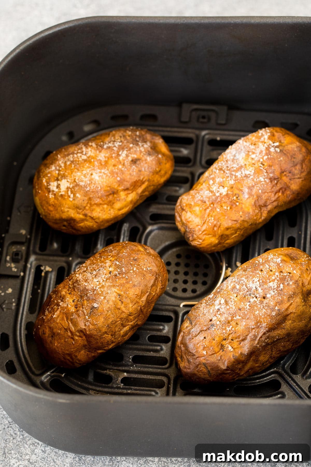 Cooked spuds in a basket.