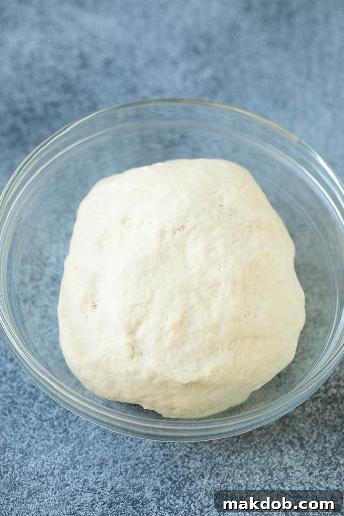 A bowl of homemade bagel dough.