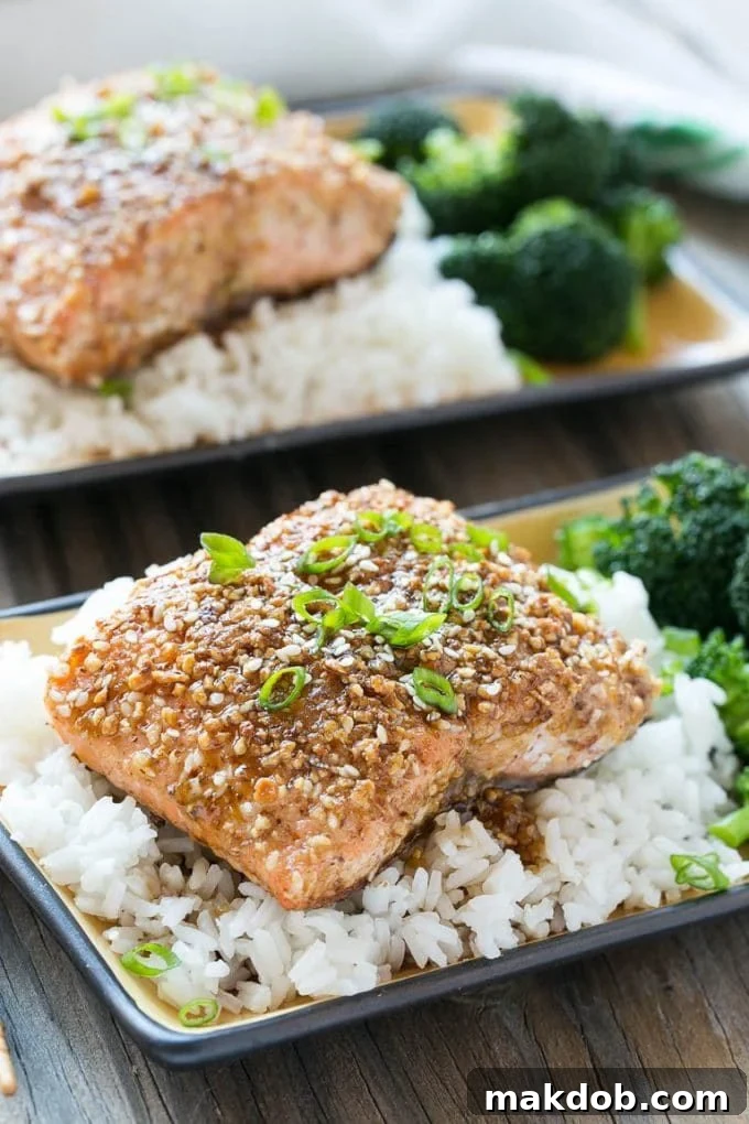 Almond Crusted Salmon | Seared Salmon | Asian Salmon #salmon #fish #seafood #almonds #dinner #dinneratthezoo Asian salmon topped with sliced green onions.
