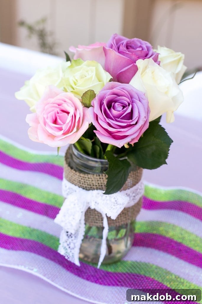 Princess Tea Party Table Decor with Pastel Roses and Lollipop Bouquets