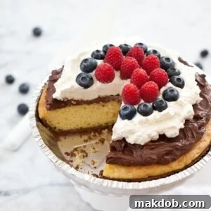 An image of a cake pie with chocolate mousse and berries.