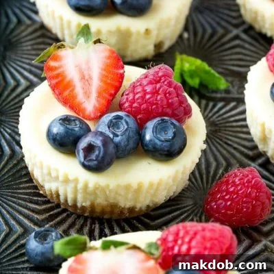 This recipe for Greek yogurt cheesecakes is mini cheesecakes that have been lightened up with Greek yogurt and topped with fresh berries. A quick and easy sweet treat! #CloverGreekYogurt ad