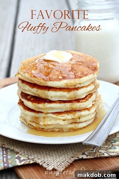 Effortless Sunday Meal Planning 14 Big Fluffy Pancakes Stacked with Syrup
