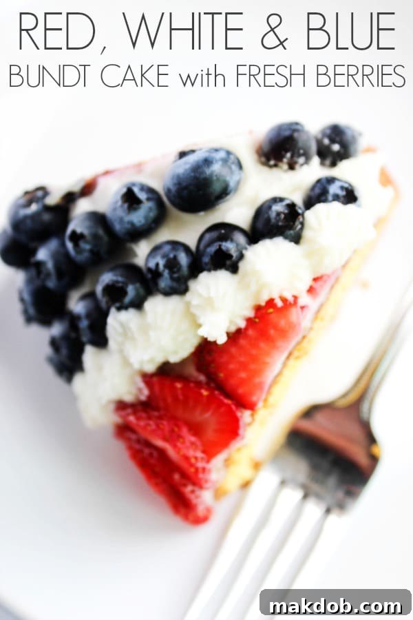 Red, White & Blue Bundt Cake with Fresh Berries dessert image
