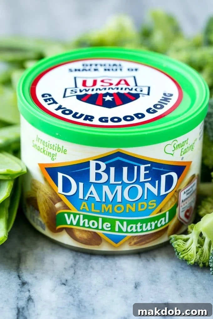 A can of natural Blue Diamond Almonds.