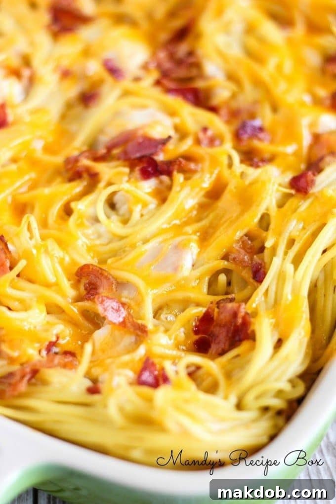 Hearty Spaghetti Chicken Bacon Dish, a comforting and flavorful meal