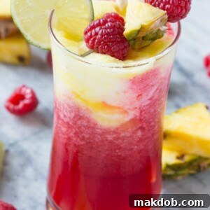 This sparkling raspberry pineapple freeze is a festive and refreshing drink that takes just minutes to put together. It's an exciting way to make water more enjoyable!