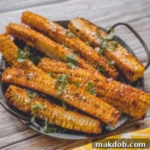 An appealing image of several golden-brown corn ribs artfully arranged on a platter, showcasing their unique spiral shape and crispy texture.