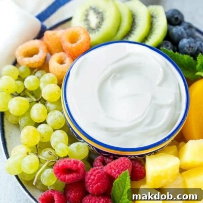 This recipe for cream cheese fruit dip is a light and creamy 3 ingredient dip that's perfect with your favorite fruit. A wholesome snack that's perfect for parties or for eating while watching TV!