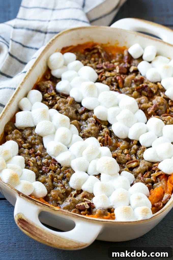 Sweet Potato Casserole in a baking dish.