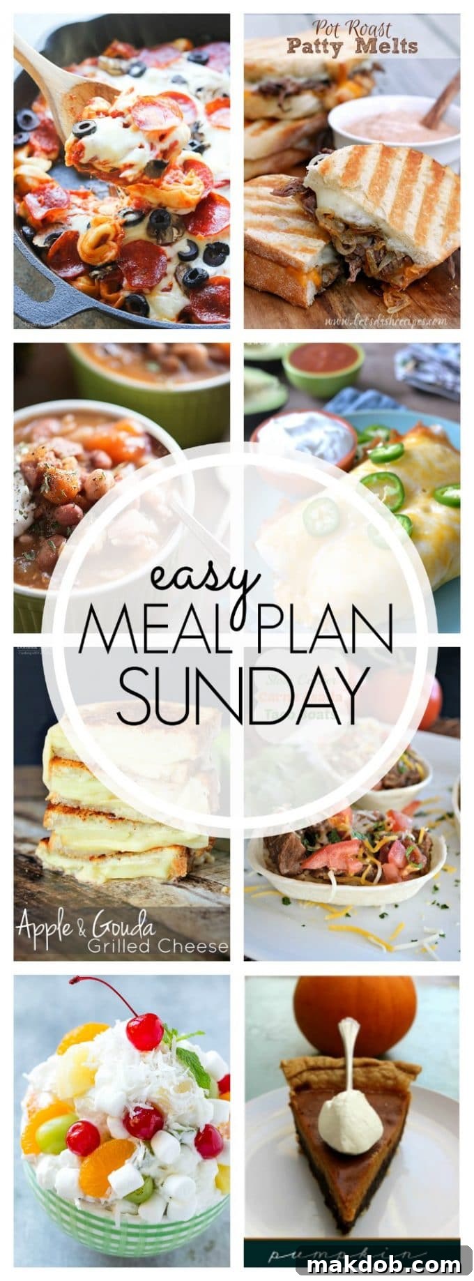 Sunday Supper Simplified 13 Easy Meal Plan Sunday - Week 72 Pinterest-optimized banner with all meals