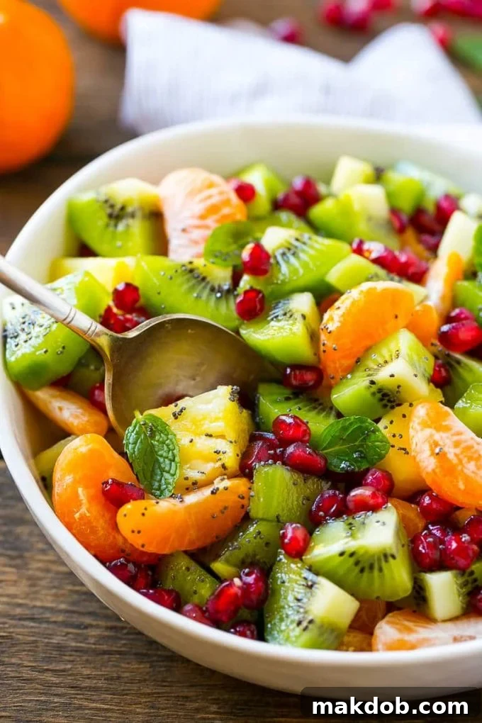 This winter fruit salad is tossed in a honey poppy seed dressing.