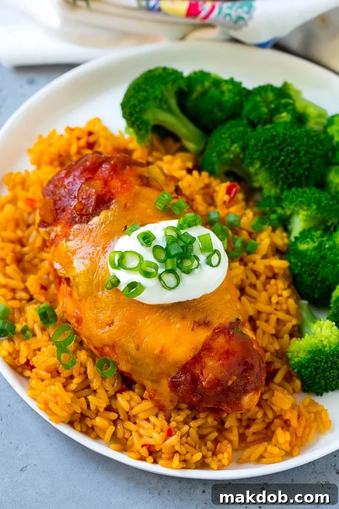 Salsa Chicken Recipe | Baked Chicken | Mexican Chicken #chicken #salsa #mexican #lowcarb #keto #glutenfree #dinner #dinneratthezoo Salsa chicken served over Mexican rice with broccoli florets on the side.