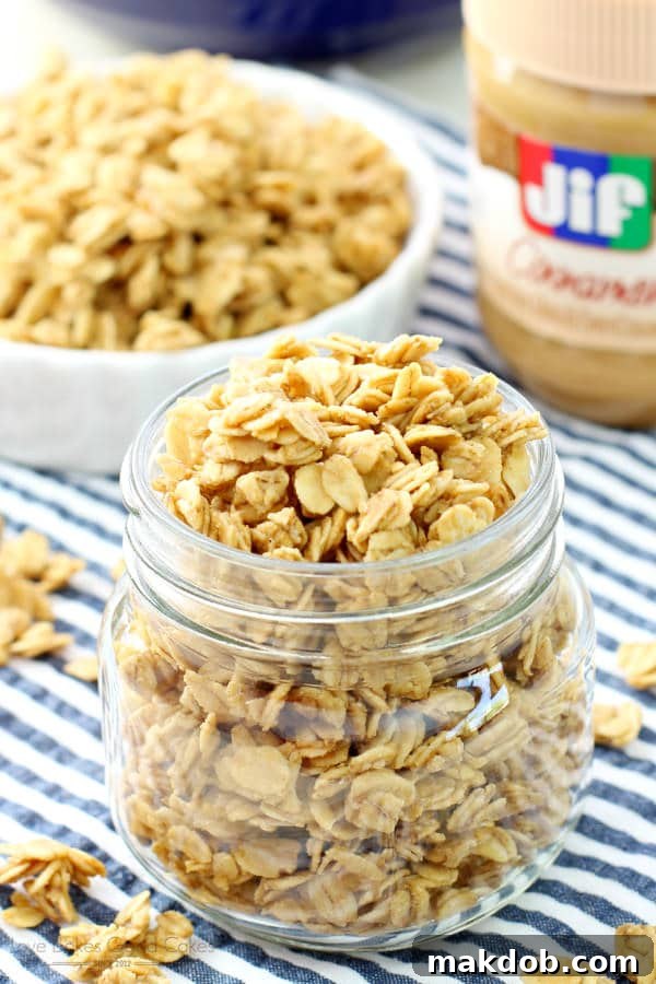 Homemade Peanut Butter Granola, perfect for breakfast or snack